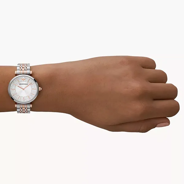 Đồng Hồ Nữ Emporio Armani Gianni T-Bar AR11537 Màu Bạc Vàng Hồng