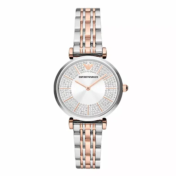 Đồng Hồ Nữ Emporio Armani Gianni T-Bar AR11537 Màu Bạc Vàng Hồng