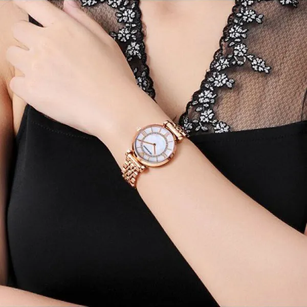 Đồng Hồ Nữ Emporio Armani Women's Rose Gold-Tone Stainless Steel Watch AR1909 Màu Vàng Hồng