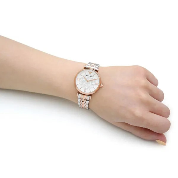 Đồng Hồ Nữ Emporio Armani Women's Two-Tone Stainless Steel Watch AR1926 Màu Vàng Hồng/Bạc