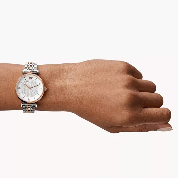Đồng Hồ Nữ Emporio Armani Women's Two-Tone Stainless Steel Watch AR1926 Màu Vàng Hồng/Bạc