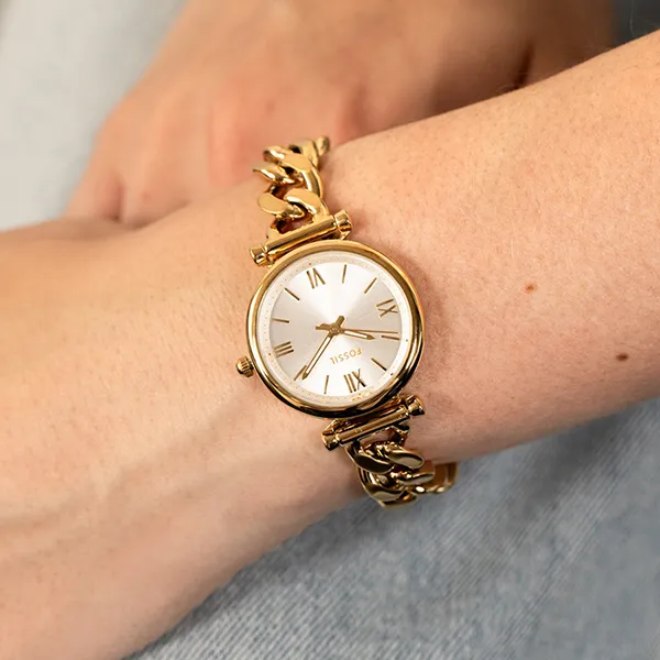 Đồng Hồ Nữ Fossil Carlie Gold-Tone Stainless Steel Watch ES5329 Màu Vàng Gold