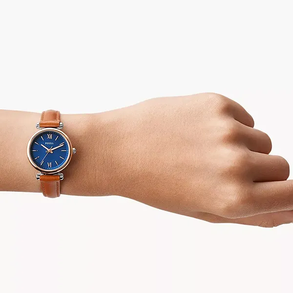 Đồng Hồ Nữ Fossil Carlie Mini Leather Watch ES4701 Màu Nâu/Xanh
