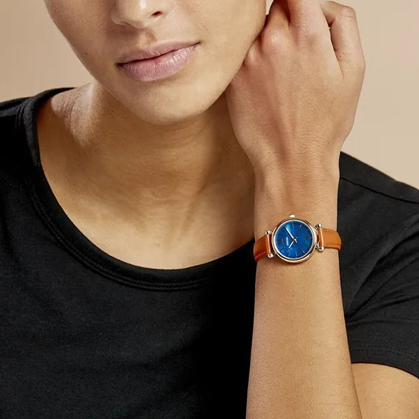 Đồng Hồ Nữ Fossil Carlie Mini Leather Watch ES4701 Màu Nâu/Xanh