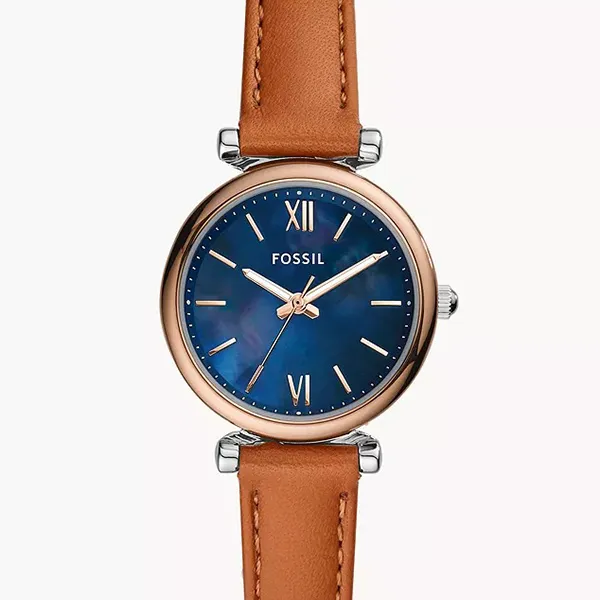 Đồng Hồ Nữ Fossil Carlie Mini Leather Watch ES4701 Màu Nâu/Xanh