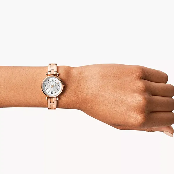 Đồng Hồ Nữ Fossil Carlie Rose Gold-Tone Stainless Steel Watch ES5202 Màu Vàng Hồng