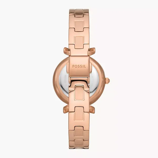 Đồng Hồ Nữ Fossil Carlie Rose Gold-Tone Stainless Steel Watch ES5202 Màu Vàng Hồng