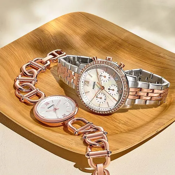 Đồng Hồ Nữ Fossil Neutra Chronograph Two-Tone Stainless Steel Watch ES5279 Màu Bạc Phối Vàng Hồng - Đồng hồ - Vua Hàng Hiệu