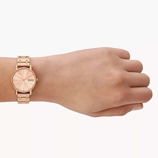 Đồng Hồ Nữ Skagen Signatur Lille Two-Hand Rose Gold Stainless Steel Bracelet Watch SKW3125 Màu Vàng Hồng