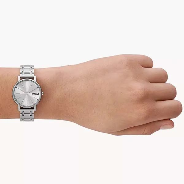 Đồng Hồ Nữ Skagen Signatur Lille Two-Hand Silver Stainless Steel Bracelet Watch SKW3123 Màu Bạc