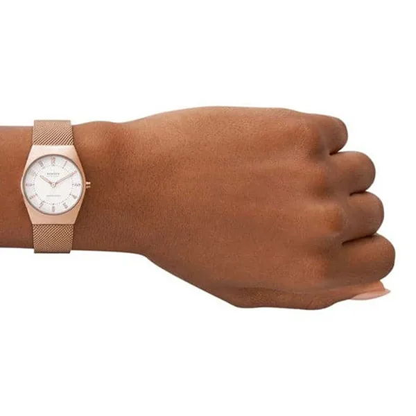Đồng Hồ Nữ Skagen Watch Grenen Lille Solar P SKW3078 Màu Trắng/ Vàng Hồng