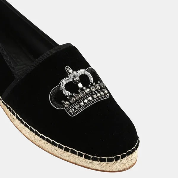 Giày Slip On Nam Dolce & Gabbana D&G Crown Logo Velvety Espadrilles A50037 Màu Đen Size 7 - Giày - Vua Hàng Hiệu