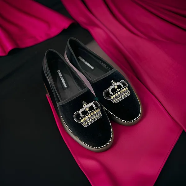 Giày Slip On Nam Dolce & Gabbana D&G Crown Logo Velvety Espadrilles A50037 Màu Đen Size 7 - Giày - Vua Hàng Hiệu
