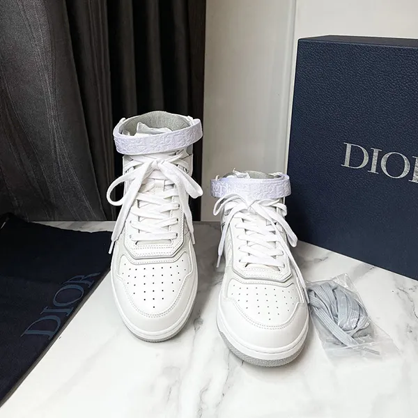 Giày Sneaker Nam Dior B27 High ‘Dior Oblique Galaxy White’ Màu Trắng Size 41 - 1