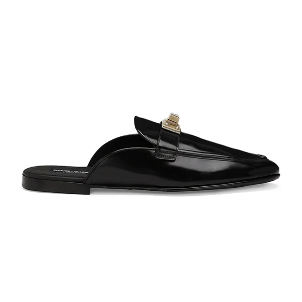 Giày Sục Nam Dolce & Gabbana D&G Leather Open Back Loafers Màu Đen Size 41 - 5
