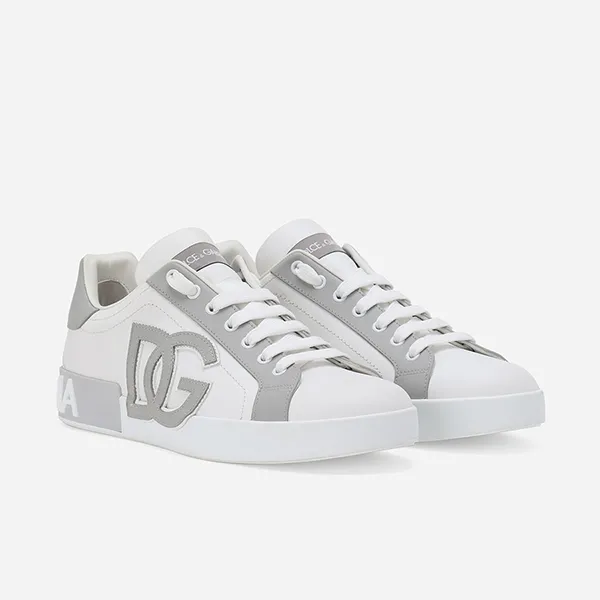 Giày Thể Thao Nam Dolce & Gabbana D&G Calfskin Portofino Sneakers CS1772AT38989642 Màu Trắng Xám Size 40.5