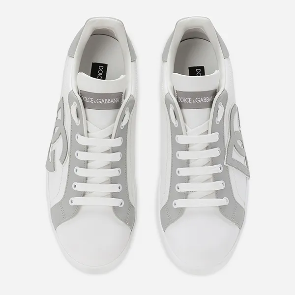 Giày Thể Thao Nam Dolce & Gabbana D&G Calfskin Portofino Sneakers CS1772AT38989642 Màu Trắng Xám Size 40.5
