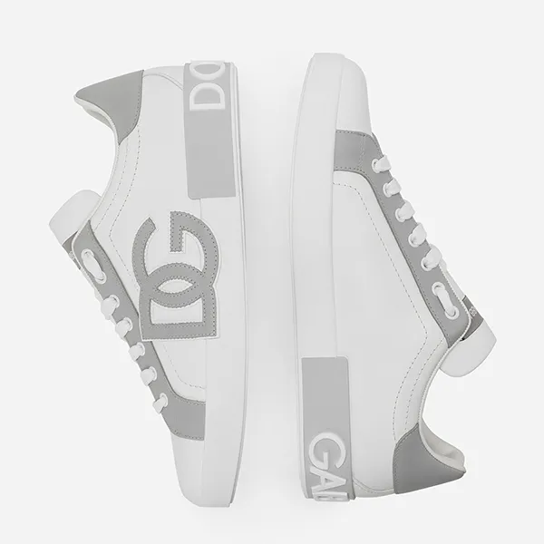 Giày Thể Thao Nam Dolce & Gabbana D&G Calfskin Portofino Sneakers CS1772AT38989642 Màu Trắng Xám Size 40.5