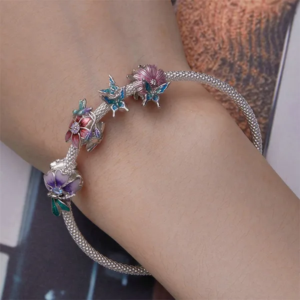 Hạt Vòng Charm Nữ Lili Jewelry Đính Đá CZ Daniela LILI_087087 Màu Bạc Phối Xanh Dương - Trang sức - Vua Hàng Hiệu
