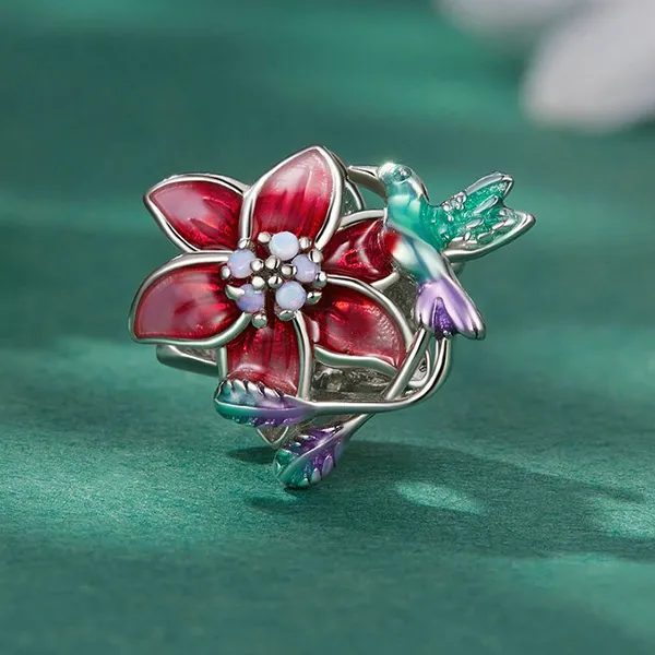 Hạt Vòng Charm Nữ Lili Jewelry Đính Đá CZ Daniela LILI_087087 Màu Đỏ Phối Xanh