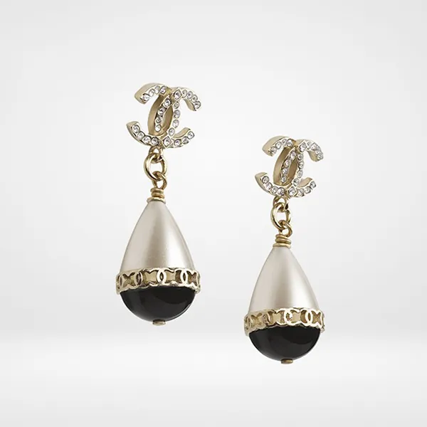 Khuyên Tai Nữ Chanel CC Pearl Earrings AB6391 Màu Vàng Gold - 1