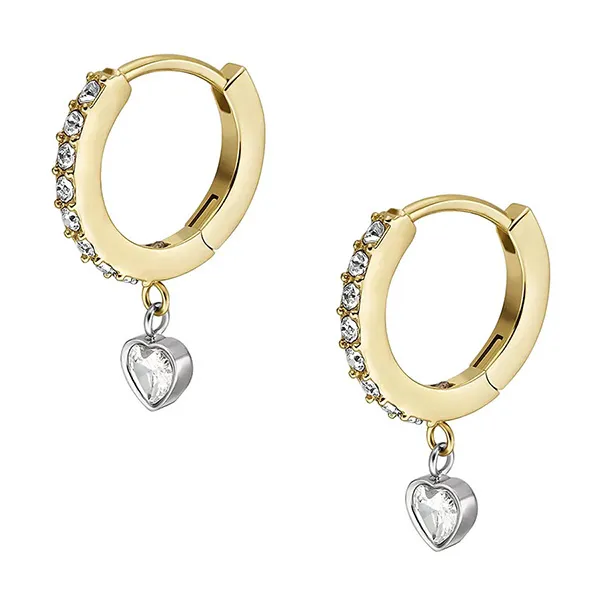 Khuyên Tai Nữ Fossil Sadie Tokens Of Affection Two-Tone Stainless Steel Hoop Earrings JF04358998 Màu Vàng Gold - 3
