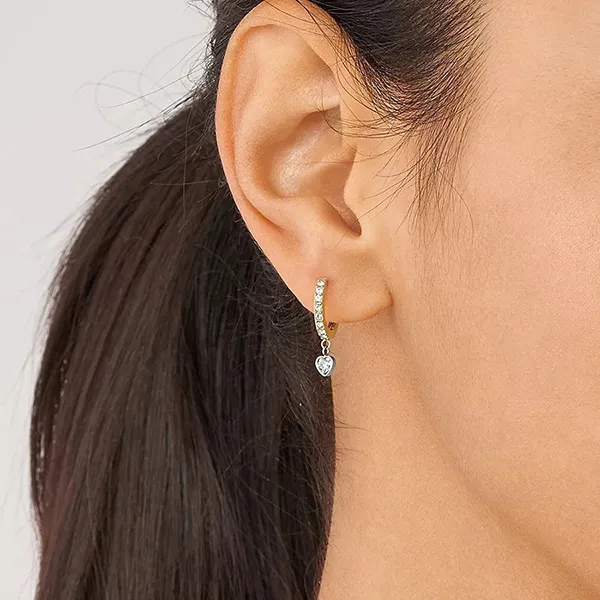 Khuyên Tai Nữ Fossil Sadie Tokens Of Affection Two-Tone Stainless Steel Hoop Earrings JF04358998 Màu Vàng Gold - 1