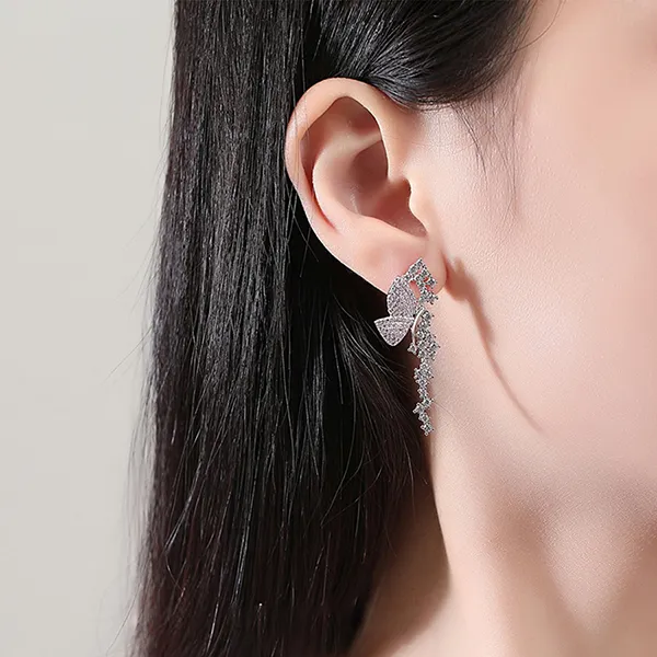 Khuyên Tai Nữ Kya Jewel Pink Butterfly Drop E278 Màu Bạc/Hồng - Trang sức - Vua Hàng Hiệu