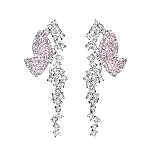 Khuyên Tai Nữ Kya Jewel Pink Butterfly Drop E278 Màu Bạc/Hồng - Trang sức - Vua Hàng Hiệu