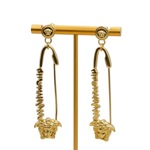Khuyên Tai Nữ Versace Vintage Versace Gold Metal Medusa Pin Studs Earrings Màu Vàng Gold