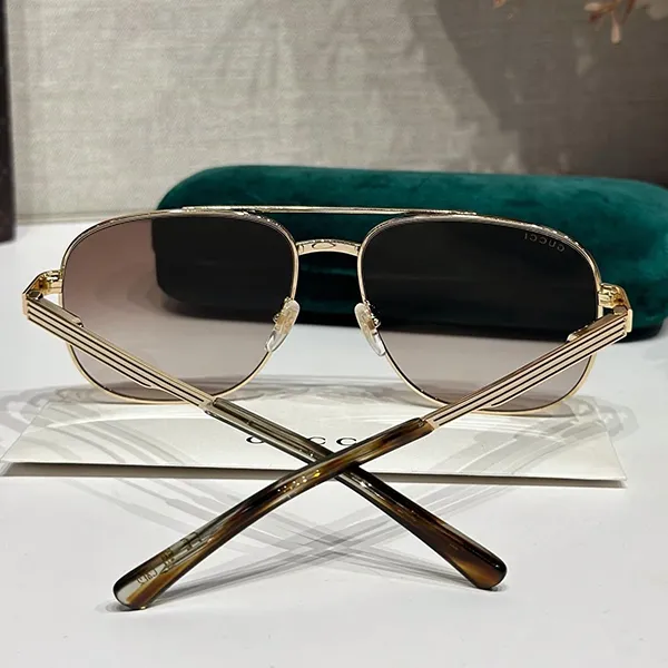 Kính Mát Nam Gucci Sunglasses GG1223S 003 Màu Nâu Vàng