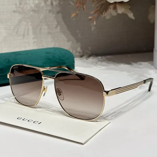 Kính Mát Nam Gucci Sunglasses GG1223S 003 Màu Nâu Vàng