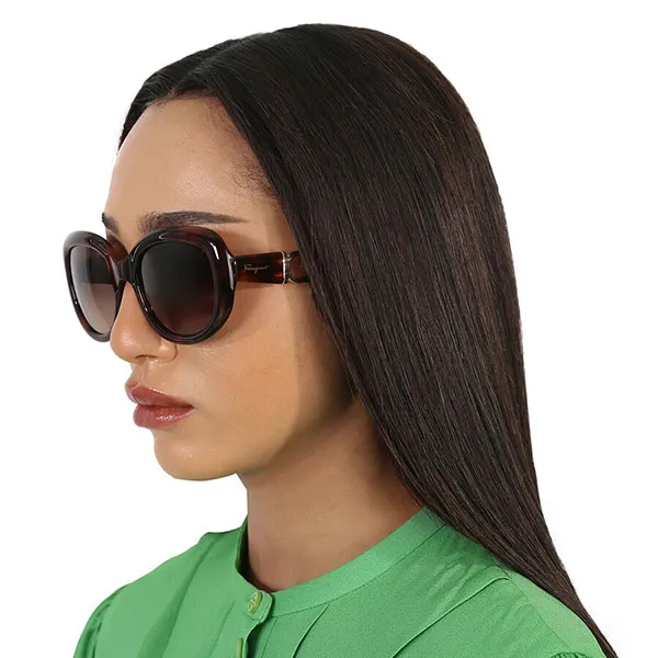 Kính Mát Nữ Salvatore Ferragamo Brown Oval Ladies Sunglasses SF727S 214 53 Màu Nâu - Kính mắt - Vua Hàng Hiệu