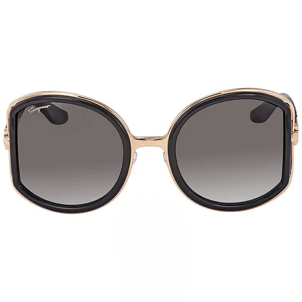 Kính Mát Nữ Salvatore Ferragamo Fashion Black And Rose Gold Sunglasses 52mm SF719S-001 Màu Đen