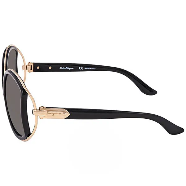 Kính Mát Nữ Salvatore Ferragamo Fashion Black And Rose Gold Sunglasses 52mm SF719S-001 Màu Đen