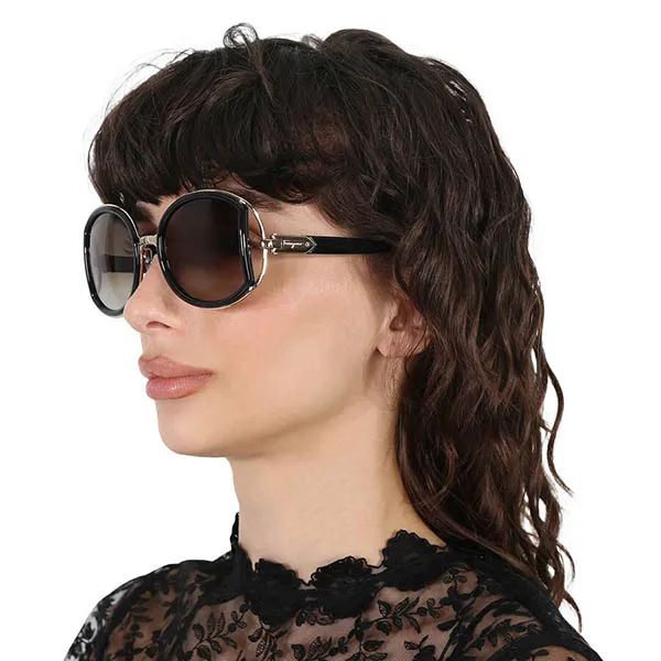 Kính Mát Nữ Salvatore Ferragamo Fashion Black And Rose Gold Sunglasses 52mm SF719S-001 Màu Đen