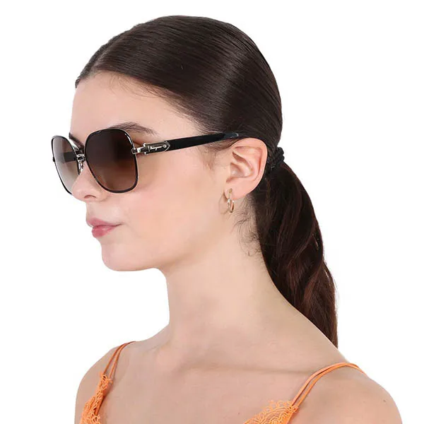 Kính Mát Nữ Salvatore Ferragamo Light Gold Black Sunglasses SF150S 733 59 Màu Đen