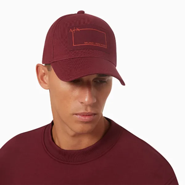 Mũ Armani Exchange Logo Patch Cap In Cotton Màu Đỏ Đô