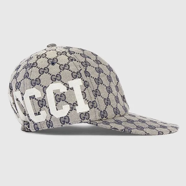 Mũ Gucci GG Logo And Patch 25 Gucci Hat Màu Be Phối Xanh Size S