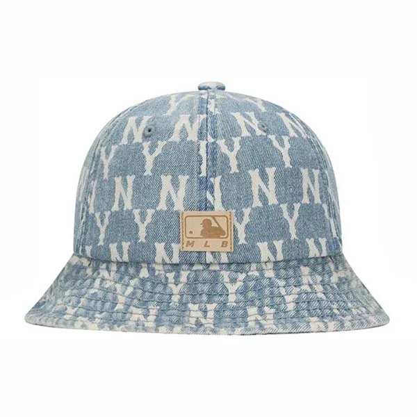 Mũ Nữ MLB Monogram Denim Domehat New York Yankees 32CPHM011-50U Màu Xanh Nhạt