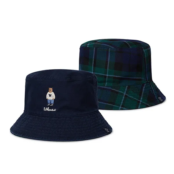 Mũ WHOAU Steve Reversible Bucket Hat WHACD4932A-00 Hai Mặt Màu Navy/Xanh Lá - Mũ nón - Vua Hàng Hiệu