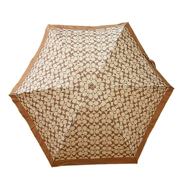 Ô Coach Signature Mini Umbrella F63365 Silver/Khaki Saddle Màu Nâu Khaki - Ô - Dù - Vua Hàng Hiệu