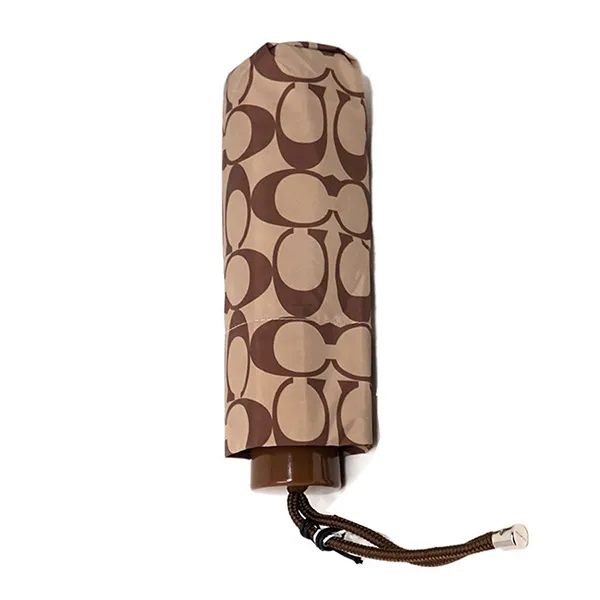 Ô Coach Signature Mini Umbrella F63365 Silver/Khaki Saddle Màu Nâu Khaki - Ô - Dù - Vua Hàng Hiệu