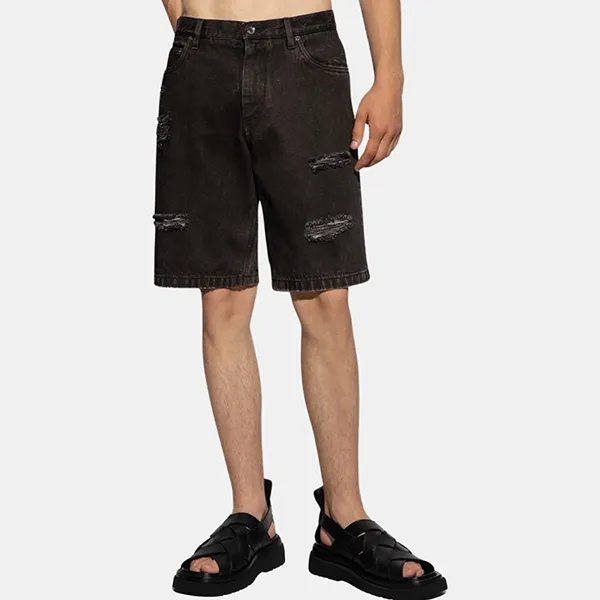 Quần Short Nam Dolce & Gabbana D&G Black Denim Shorts GWNXADG8FR9S9001 Màu Đen Size 48