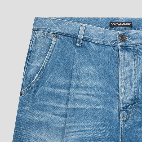 Quần Short Nam Dolce & Gabbana D&G Blue Denim With Gold Tag Embroidered G4I8AP G8N93 S9001 Màu Xanh Size 44 - Thời trang - Vua Hàng Hiệu