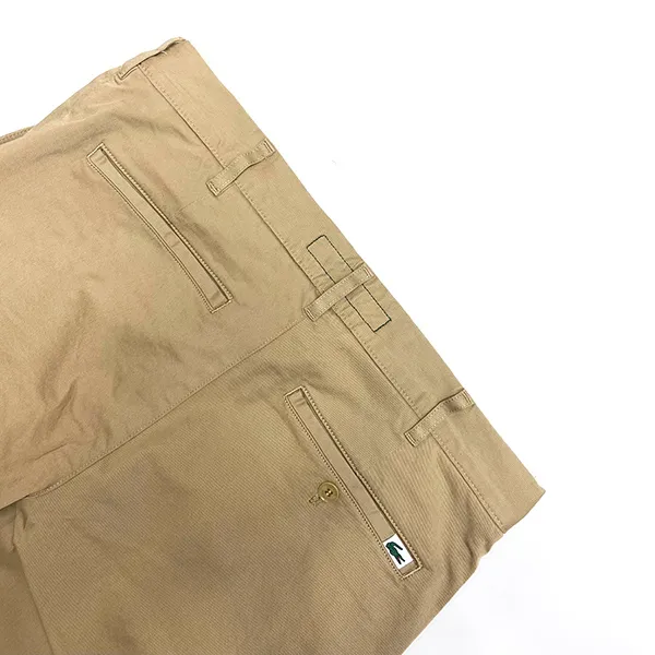 Quần Short Nam Lacoste Men's Slim Fit Stretch Cotton Bermuda Shorts FH2647-00-02S Màu Beige Size 38/30
