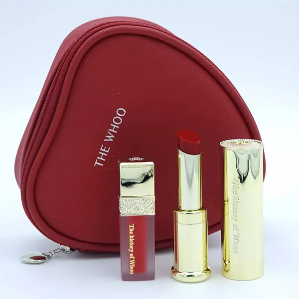 Set Son Whoo Gongjinhyang 3 Món (Mi Glow Lip Balm Wine Red Đỏ Vang 3.3g + Mi Velvet Liquid Lip Rouge 45 Royal Red Đỏ Thuần 2.1g + Túi) - Son Môi - Vua Hàng Hiệu