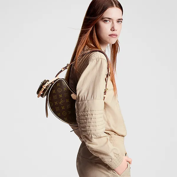 Set Túi Đeo Vai Nữ Louis Vuitton LV MM Croissant Bag M46828 Màu Nâu Đen