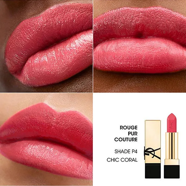 Son Yves Saint Laurent YSL Rouge Pur Couture Caring Satin Lipstick P4 Chic Coral Màu Hồng San Hô - Son Môi - Vua Hàng Hiệu