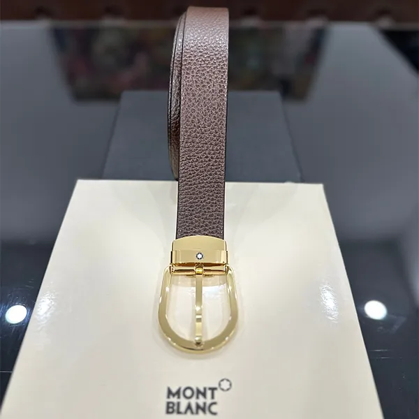 Thắt Lưng Nam Montblanc Horseshoe Buckle Brown 30mm Leather Belt MB129423 Màu Nâu Size 120 - Thắt lưng - Vua Hàng Hiệu